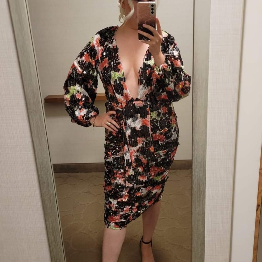 Boohoo Occasion Multicolor plunge sequin dress